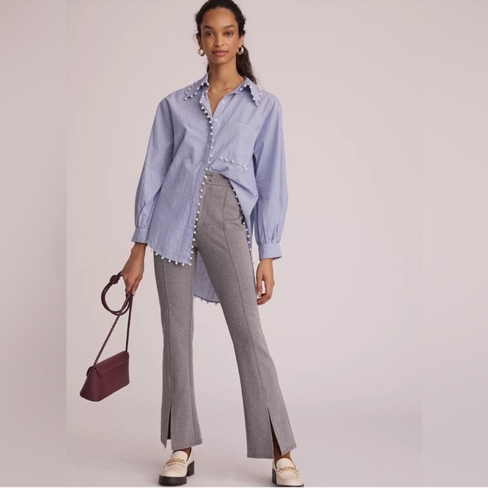 Maeve By Anthropologie Gray Seamed Flare Pants Sz 4- like new!